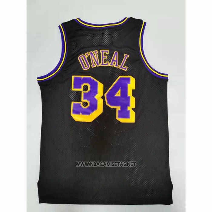 Camiseta Los Angeles Lakers Shaquille O'neal NO 34 Mitchell & Ness 1996-97 Negro